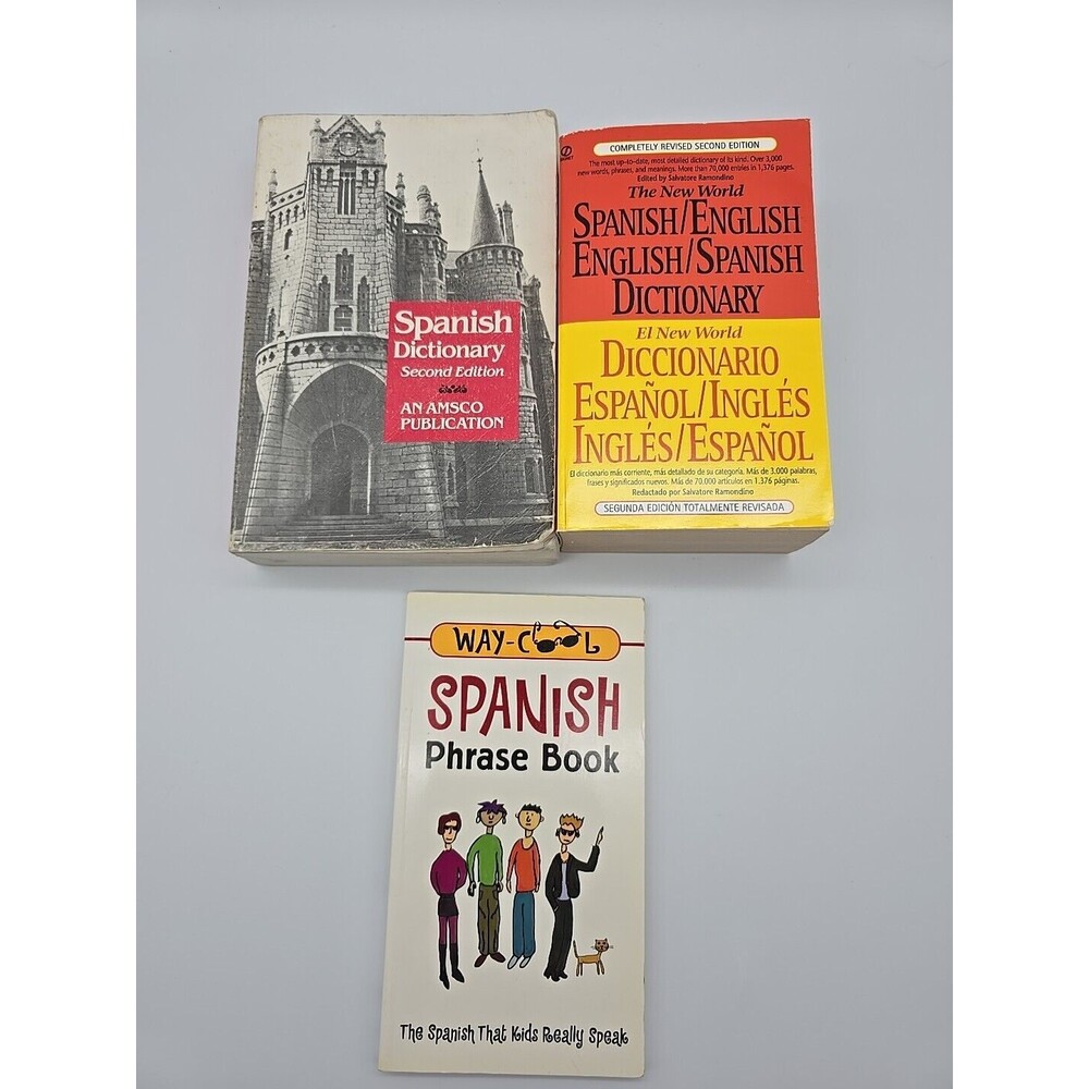 Spanish English Dictionary Lot of 2 Dictionaries & Phrase Book